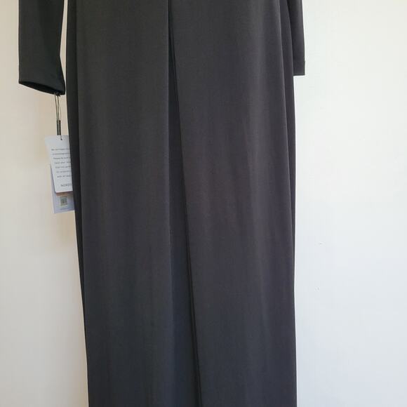 NEW Calvin Klein Black Maxi Dress Evening Stretch Jersey Long Sleeve Women 10 - Picture 9 of 12